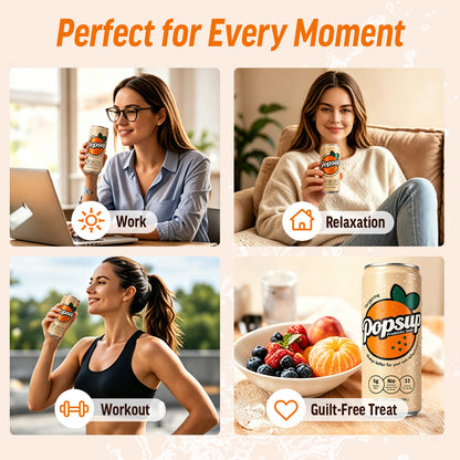 POPSUP Prebiotic Soda Pop, Classic Tangerine, Pantry Pack Packed with Prebiotics, Fiber, and Botanicals, 12oz