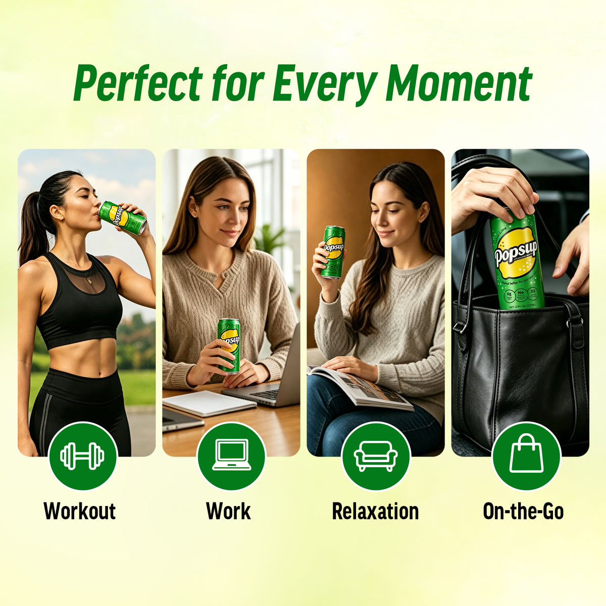 POPSUP Prebiotic Soda Pop, Classic Lemon, Pantry Pack Packed with Prebiotics, Fiber, and Botanicals, 12oz